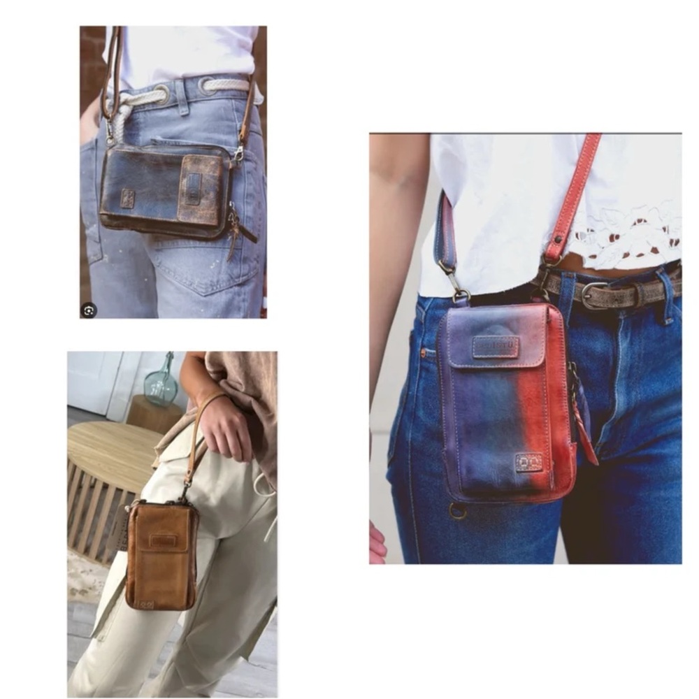 NWT Bed Stu Leather Alelike Crossbody Wristlet Phone Wallet Cotton Candy $215 - Picture 16 of 16